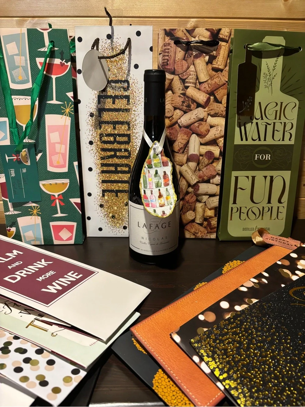 Handmade decoupage wine ornament